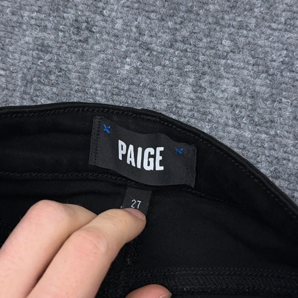 PAIGE Genevieve Flare Jeans Women's 27x29 Black Mid-Rise Stretch Denim USA Made - Picture 2 of 10